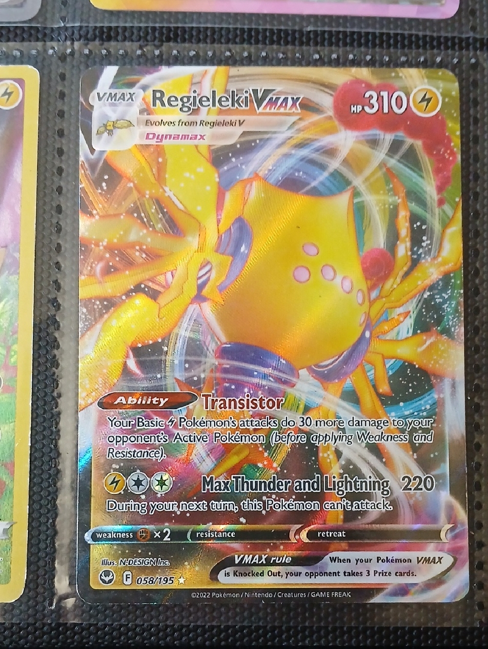 Pokemon Regieleki VMAX Yellow Blue Lightning Holo Card